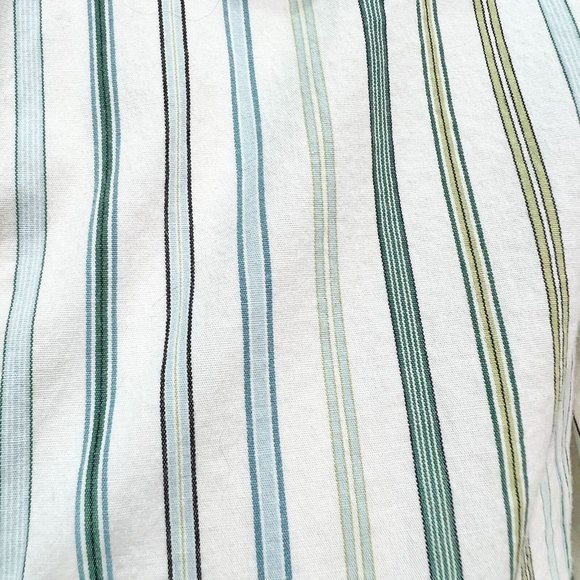 Ann Taylor Loft Top Womens 8 Blue Green White Pinstripe Long Sleeve - Picture 2 of 8